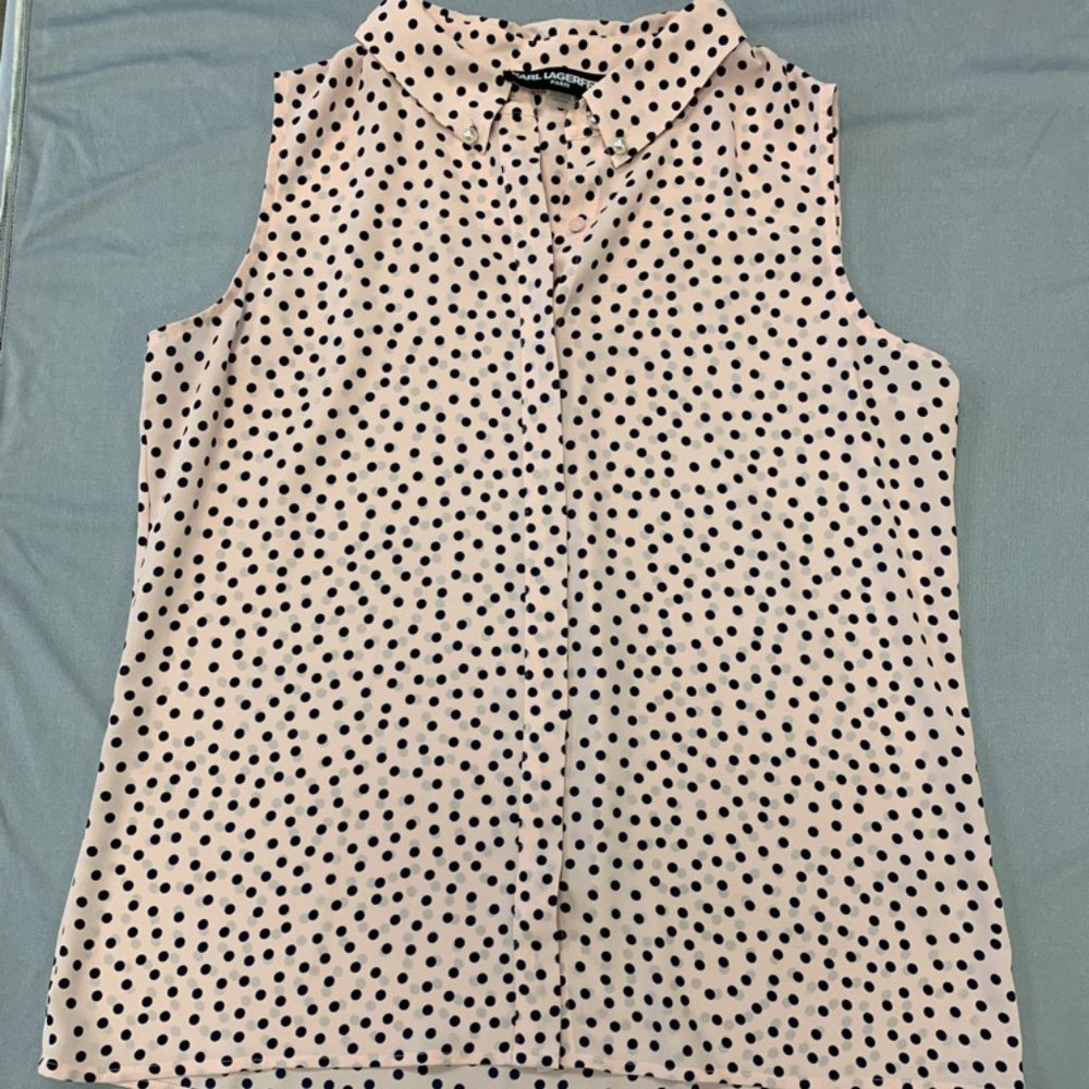 karl lagerfeld polka dot blouse size medium